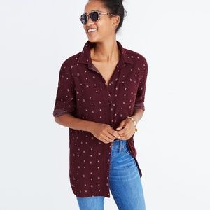 Madewell Ikat Button Front Burgundy Shirt
